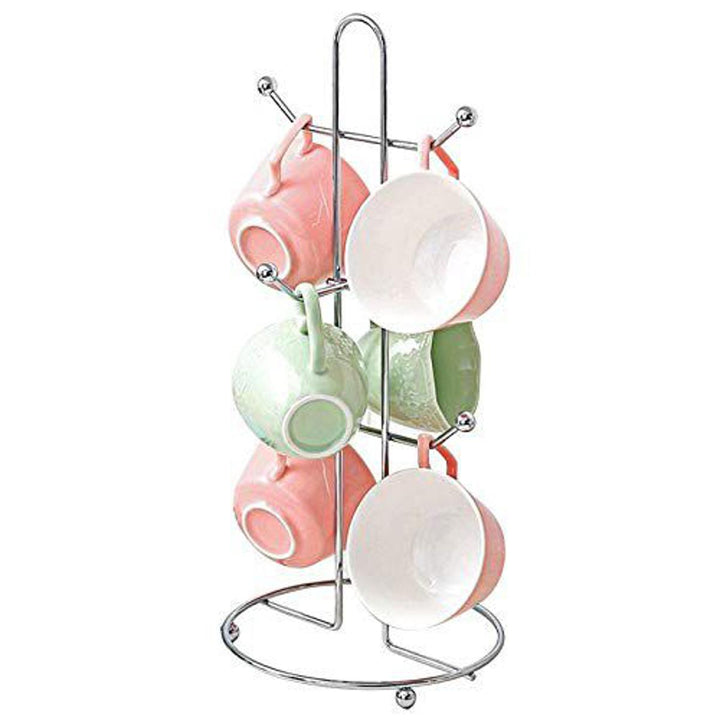 Iron Six Mug Glass Tea Cup Holder Stand - Happy Shopping