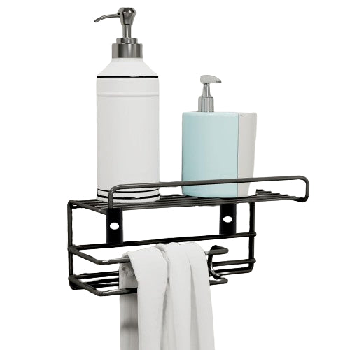 Premium Quality Bathroom Versatile Shampoo Rack with Integrated Towel and Tissue Roll Holder - Happy Shopping