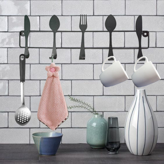 Multipurpose Utensils Shaped Iron Wall Mounted Kitchen Utensils Holder - Happy Shopping