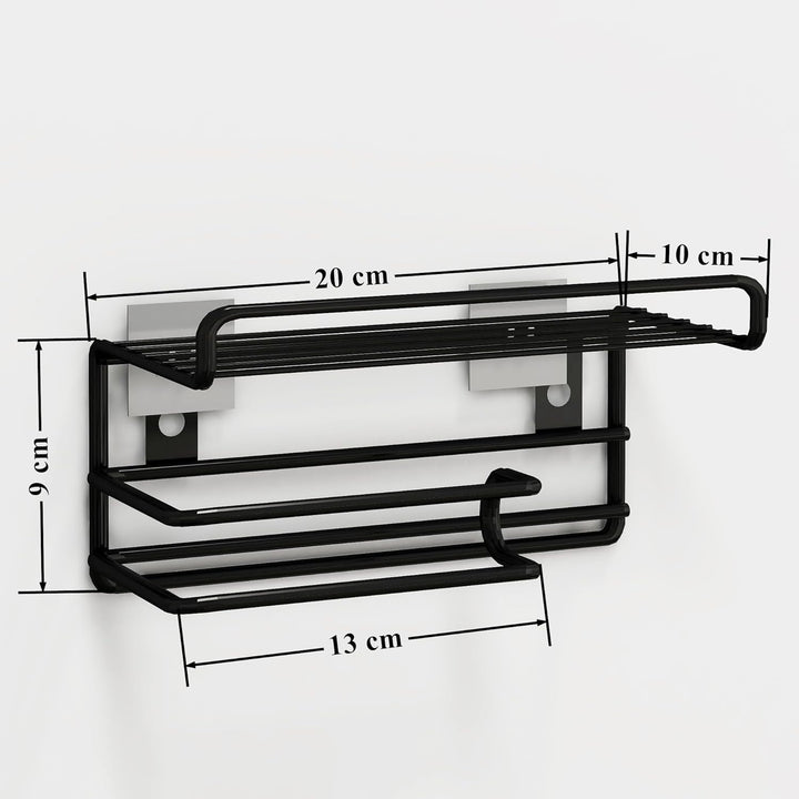 Premium Quality Bathroom Versatile Shampoo Rack with Integrated Towel and Tissue Roll Holder - Happy Shopping